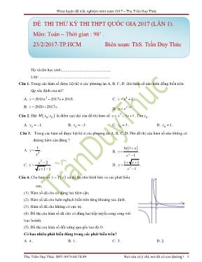 Đề trắc nghiệm môn học Toán học
